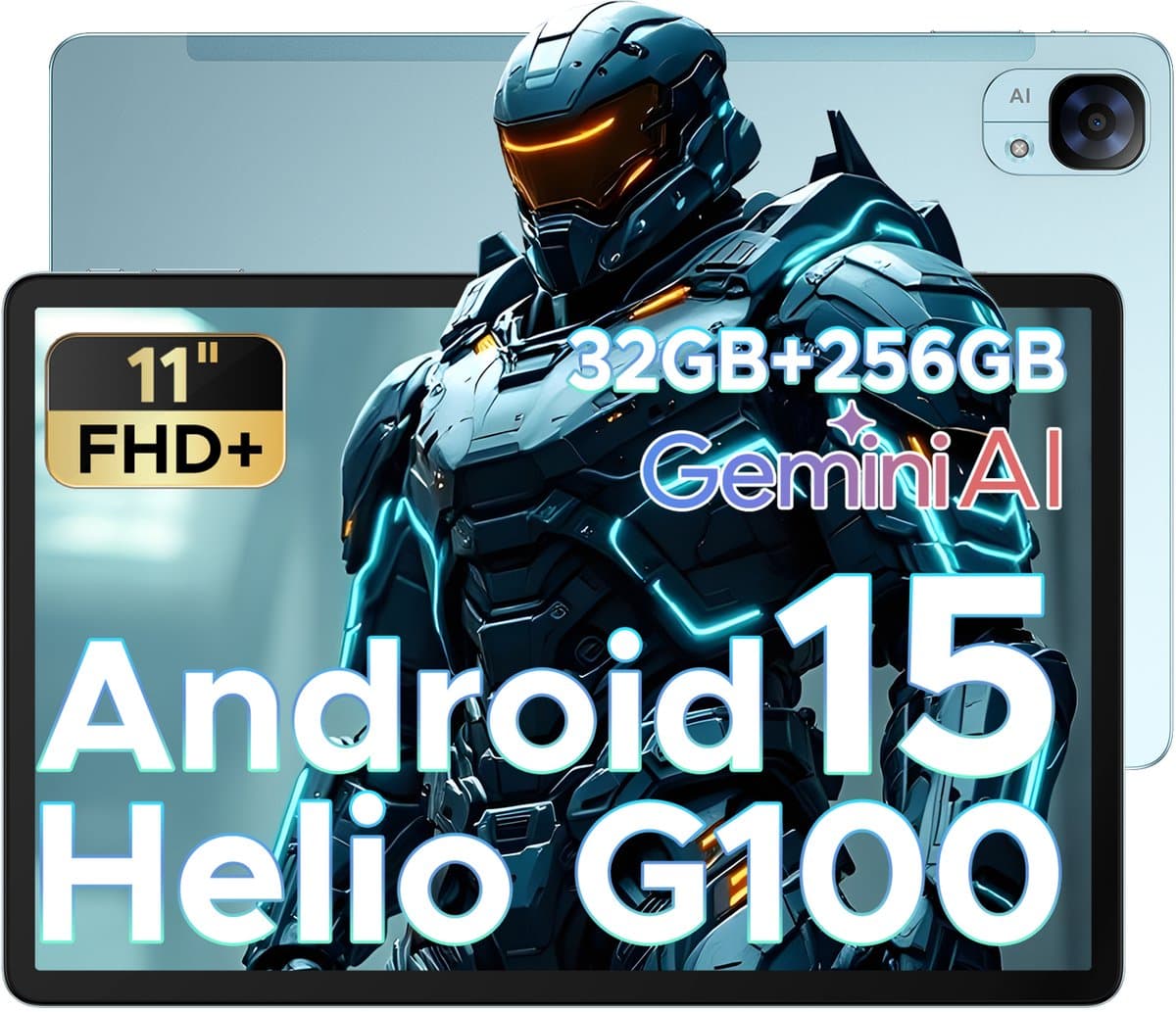 Doogee Tab E3 -Tablet-Android 15- 11 inch 90Hz FHD+ - 4G LTE-Gemini AI-32GB ROM+256GB ROM(2TB TF)-Helio G100-8800mAh/18W-Dubbele luidsprekers-Face ID-5G Wi-Fi-A GPS-GPS-Blauw — afbeelding 1