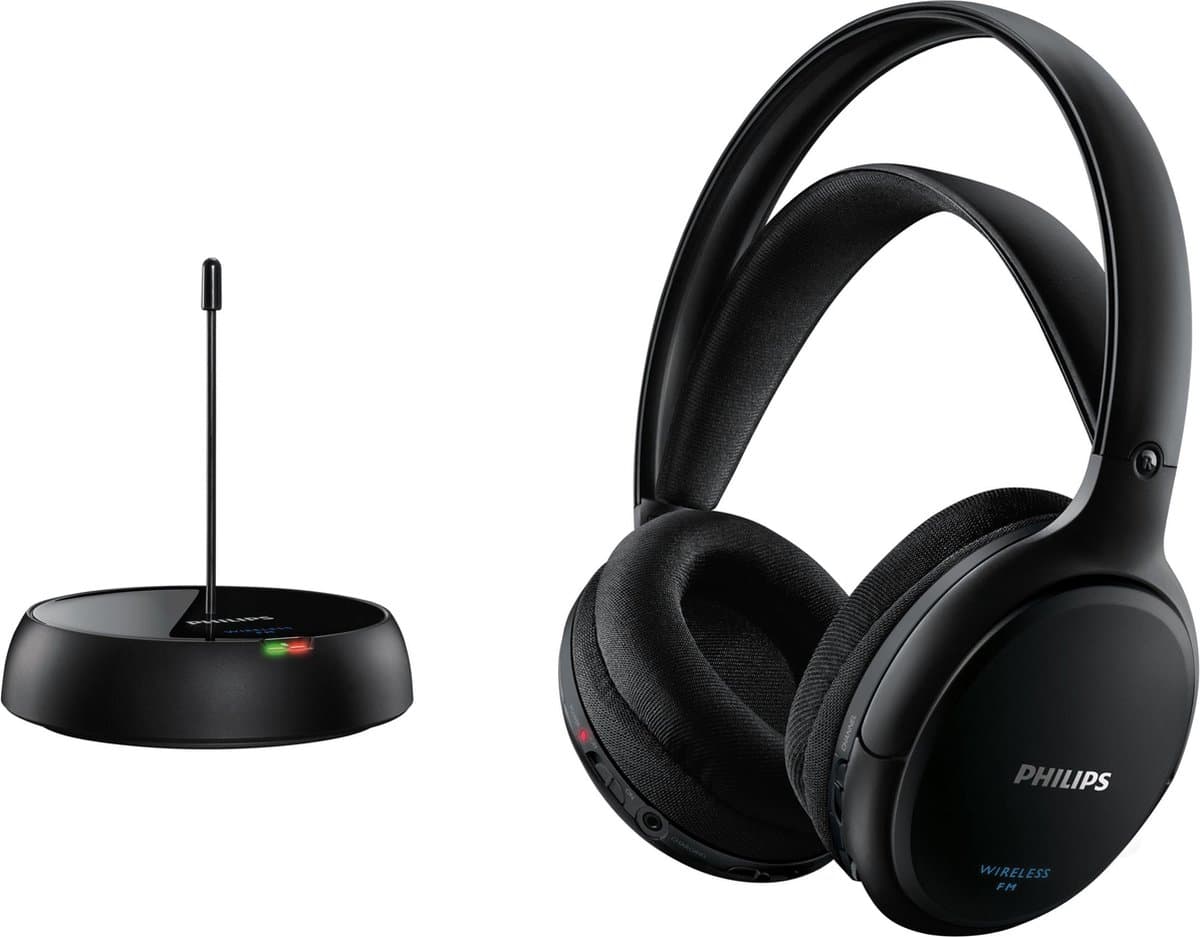 PHILIPS SHC5200/10 HiFi TV Hoofdtelefoon Draadloos Over-Ear (32-mm-Luidspreker, Draadloze FM-transmissie, Zelfinstellende Binnenhoofdband, Lichtgewicht Ontwerp, Oplaadbaar), Zwart — afbeelding 1