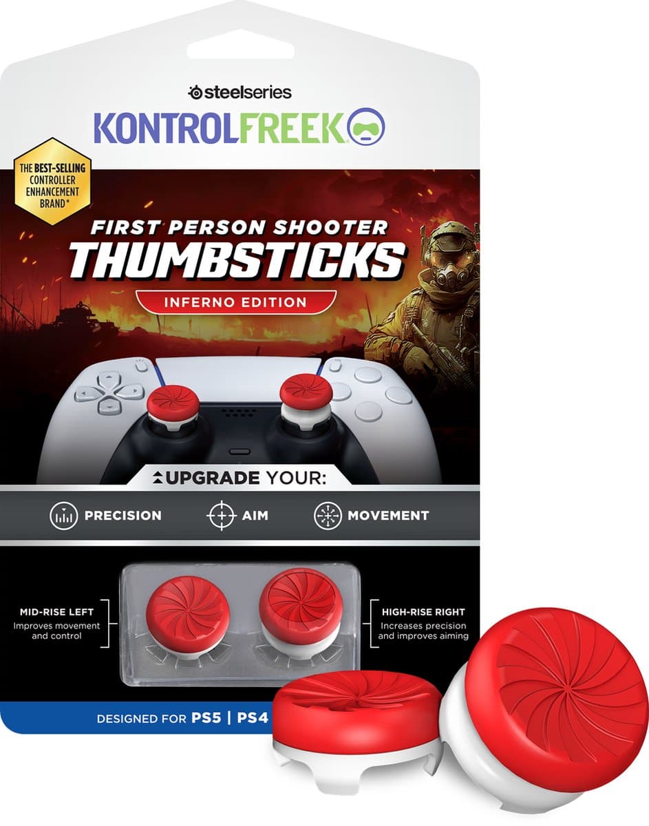 KontrolFreek FPS Inferno Thumbsticks - Rood/Wit (PS5/PS4) — afbeelding 1