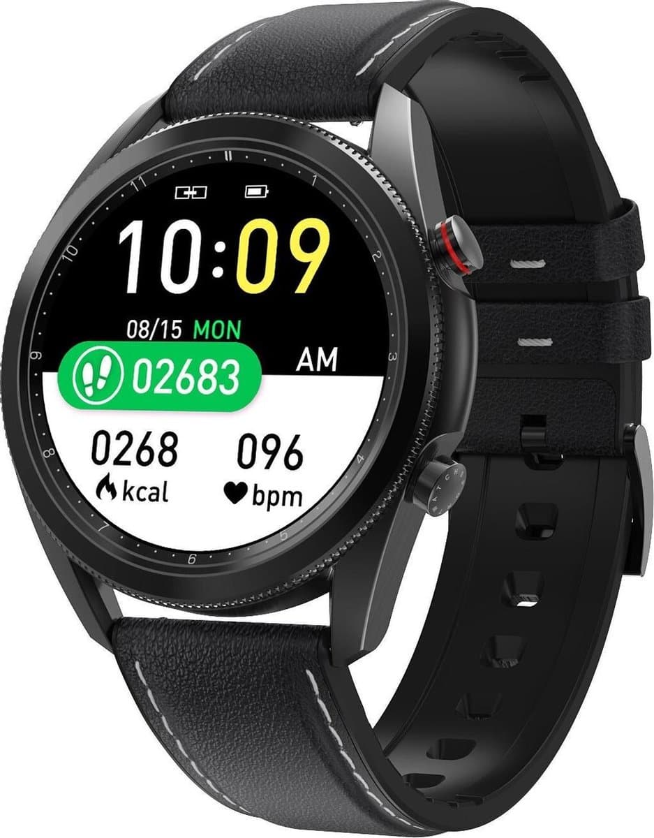DrPhone ModelX3 - Smartwatch voor Mannen - 1.28inch IP67 Waterdicht - ECG Bluetooth Bellen - Mail / IOS / Android - Zwart — afbeelding 1