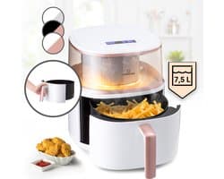 Klarstein XL Airfryer, frituurpan met stoomfunctie, temperatuurregeling en 16 programma's, heteluchtfriteuse, olievrije heteluchtfriteuse 1500 W, 7,5 liter