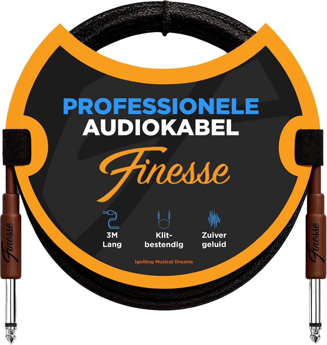 Finesse Gitaarkabel PRO - 300 cm - Jack 6.35mm - Audio Kabel - Instrumentkabel - Gitaar Kabel — afbeelding 1