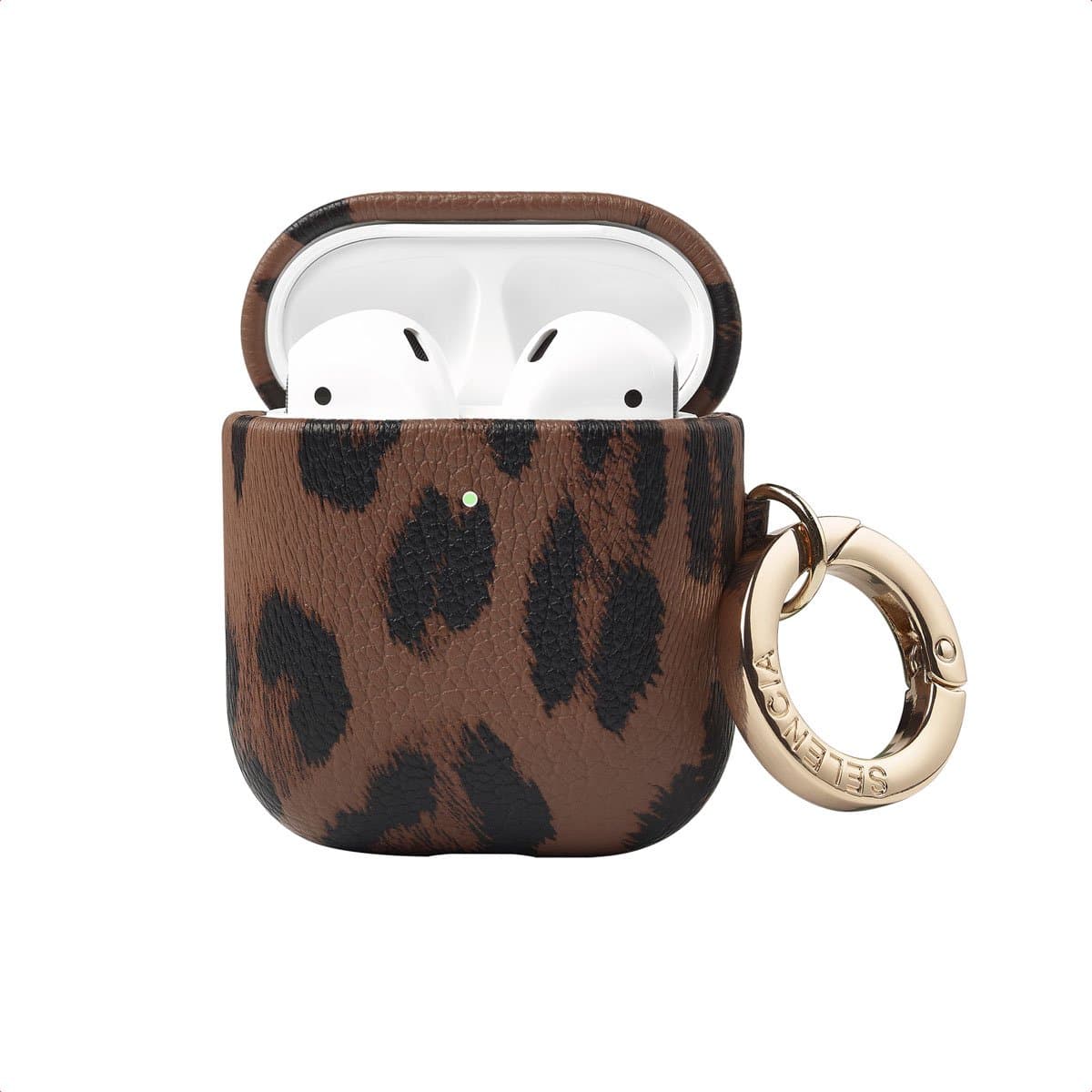 Selencia Sabi Case met panterprint - Hoesje geschikt voor AirPods 1 / 2 - Mocha Brown — afbeelding 1