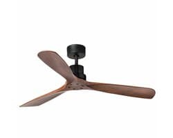 Faro Barcelona 33516DC - Lantau L Zwart/Houten Plafondventilator - Stille DC-motor, Geen licht, Afstandsbediening, 6 snelheden