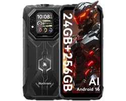 Blackview ROCK 1 - AI Robuuste Smartphone - 4G - 24GB RAM - 256GB ROM - Android 16 - 15000mAh - 6.56 inch - Robuuste Telefoon - 20MP Nachtzicht - IP69K - NFC - GPS - Zwart