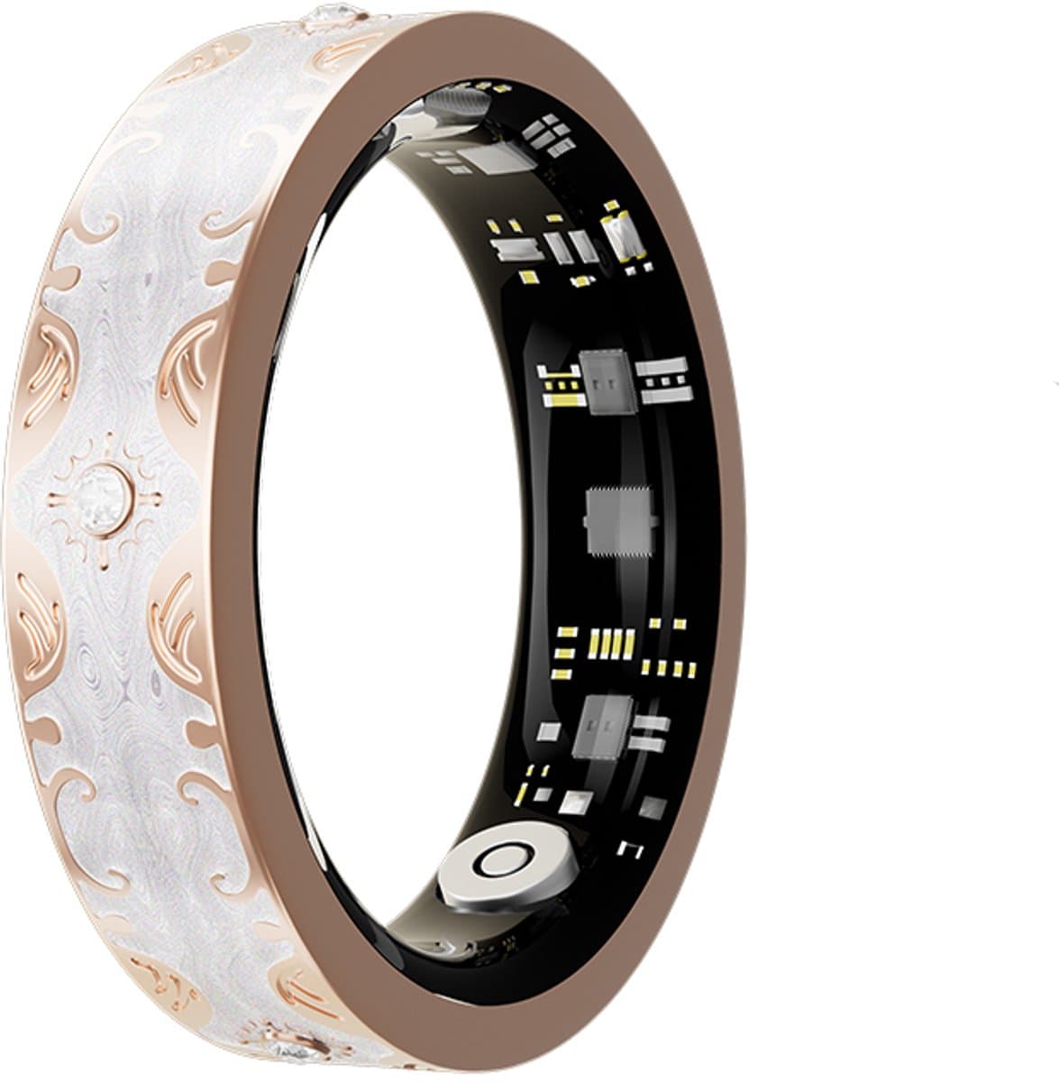 WizBay Premium Select® Bohemian Smart Ring - Pearl White - Hartslag, Slaap en Zuurstofmeting - Activiteitstracker - Maat 7 — afbeelding 1