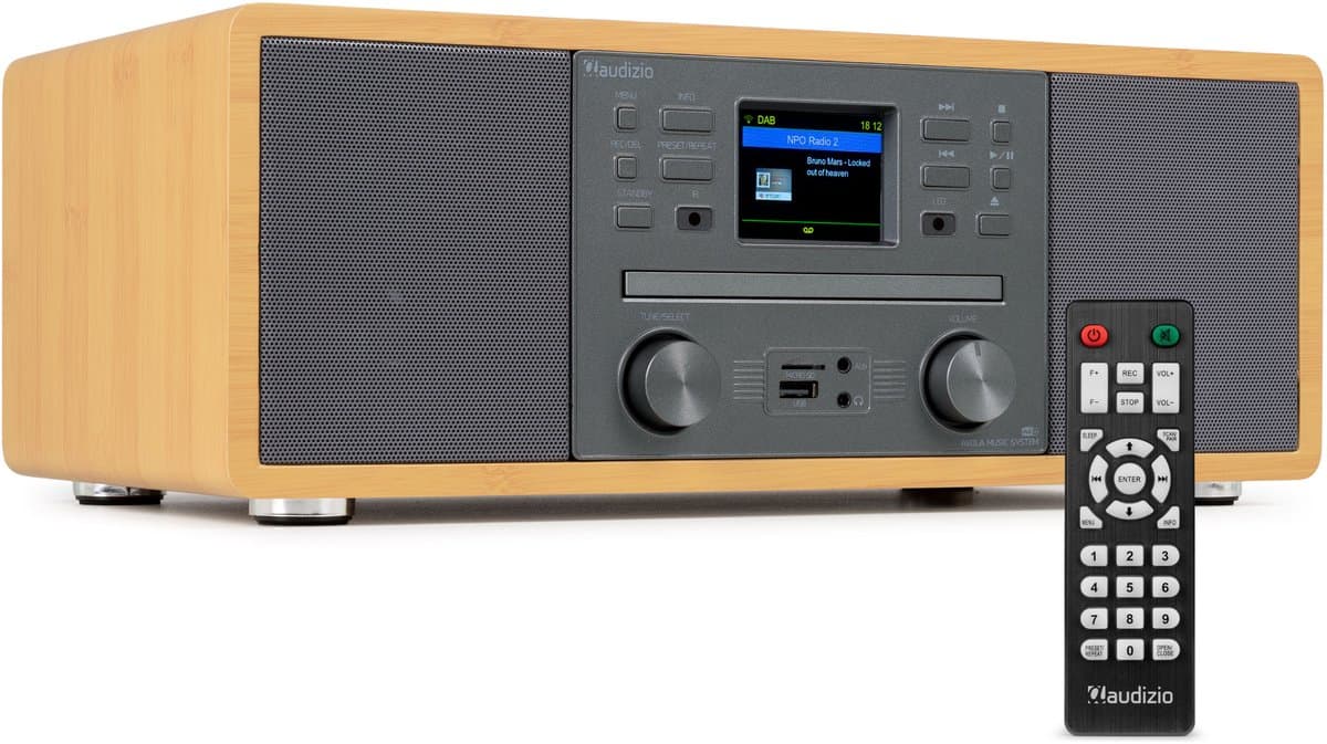 Internetradio - Audizio Avola alles-in-één radio met Bluetooth - DAB+/FM - CD speler - Bamboe — afbeelding 1
