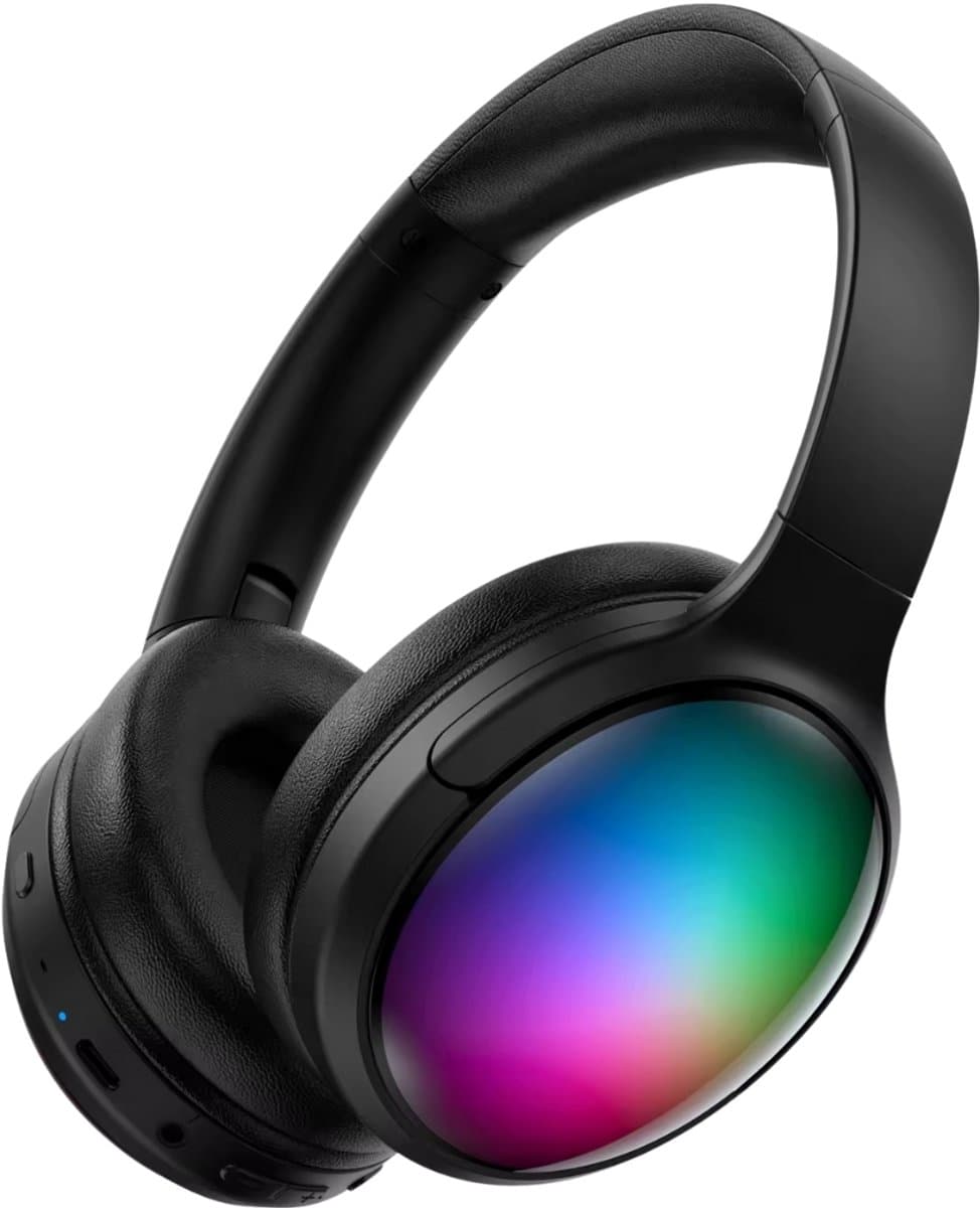 Aura RGB Bluetooth Koptelefoon - Over-Ear - Bluetooth 5.3 - 40 mm Deep Bass - Tot 25 uur Batterij - USB-C - AUX - Zwart — afbeelding 1