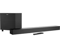 MEDION S61022 3.1 Dolby Atmos Soundbar met draadloze subwoofer (voor tv-apparaten, Bluetooth 5.3, HDMI eARC CEC, optische ingang, AUX, 3 x 20 W + 60 W (RMS) subwoofer draadloos, afstandsbediening, wan