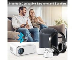 Mini Beamer - Streamen vanaf je telefoon - Wifi - Input tot 1080P Full HD - Bluetooth Audio - Projector - Mini Projector - HDMI - USB - Wit - Smartphone - Draagbaar - Ingebouwde speaker