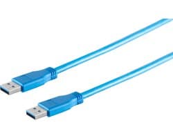 3x USB-A aansluitkabels, 3.0, blauw, 5m – Met deze standaard USB-kabel kunt u bijvoorbeeld een externe harde schijf op uw pc aansluiten.