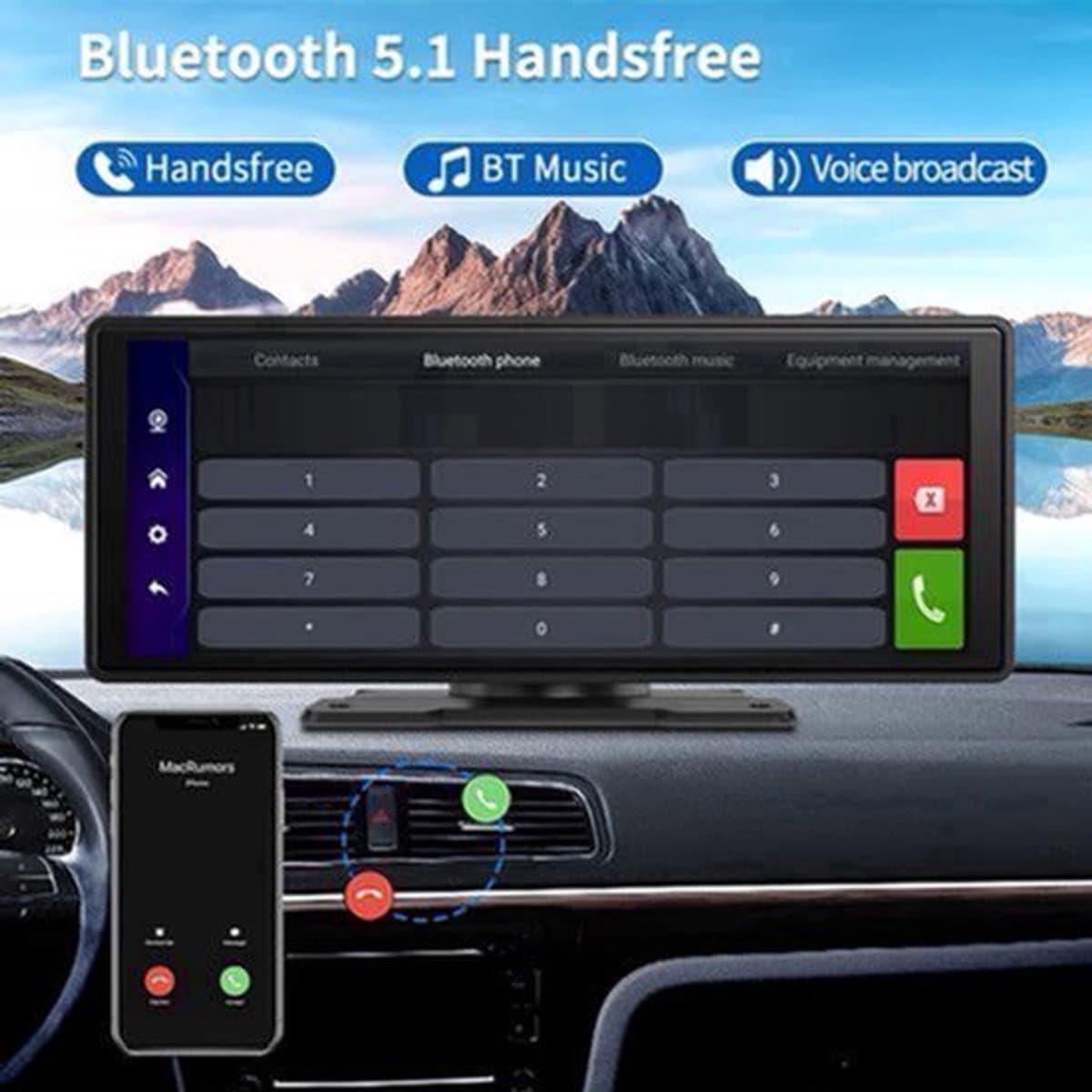 E64 - Dashcam voor Auto - WiFi - Dashcams - FullHD video - Super compact - Parkeermodus - 16:9 - 10.26 inch Scherm - Geen Camera aan de voor- en Achterkant - Zwart — afbeelding 1