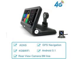 Dashcam voor Auto - 7.84" 4G Android Dashcam – GPS Navigatie, 1080P Full HD, Achteruitrijcamera, Dual Lens, ADAS Rijhulp, WiFi, Bluetooth, Parkeermodus, Loop Recording - Zwart