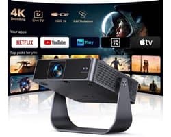 Beamer Mini-Beamer 4K - 1080p Full HD Resolutie - LCD - WiFi6 Bluetooth - Thuisbioscoop Projector