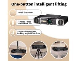 Beamer 2600 ANSI Lumen - Full HD 1920x1080 Resolutie - 200W LED - Android 9.0 Smart Projector - LCD Scherm - Voor Home Theater En Zakelijk Gebruik