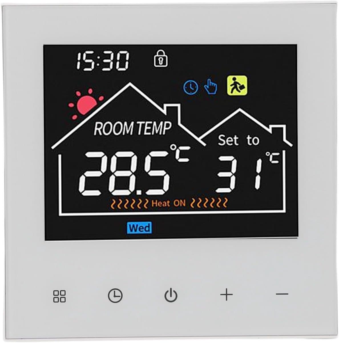 Slimme Thermostaat - Programmeerbare Thermostaat WiFi Thermostaat - Verwarming Regelen - Touchscreen LCD Display - 86 x 86 mm - Wit — afbeelding 1