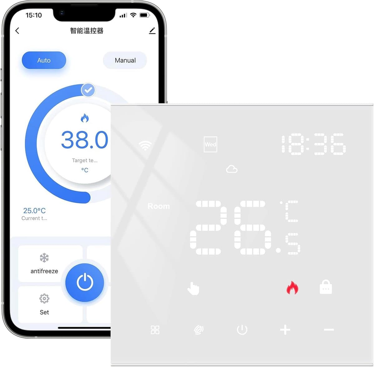 Slimme Thermostaat - Verwarming Regelaar - Energie Besparen - App en Spraakbesturing - 3A - Wit — afbeelding 1