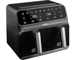 Heteluchtfriteuse Dubbel - Airfryer Dubbele Container - Gezond Koken - Onafhankelijke Containers - 8 Liter - Zwart