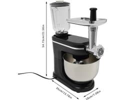 Keukenmixer – Keukenmachine – Mengmachine – Mixer – Deegmixer – Zwart – 700W Motor – 6 Liter Mengkom