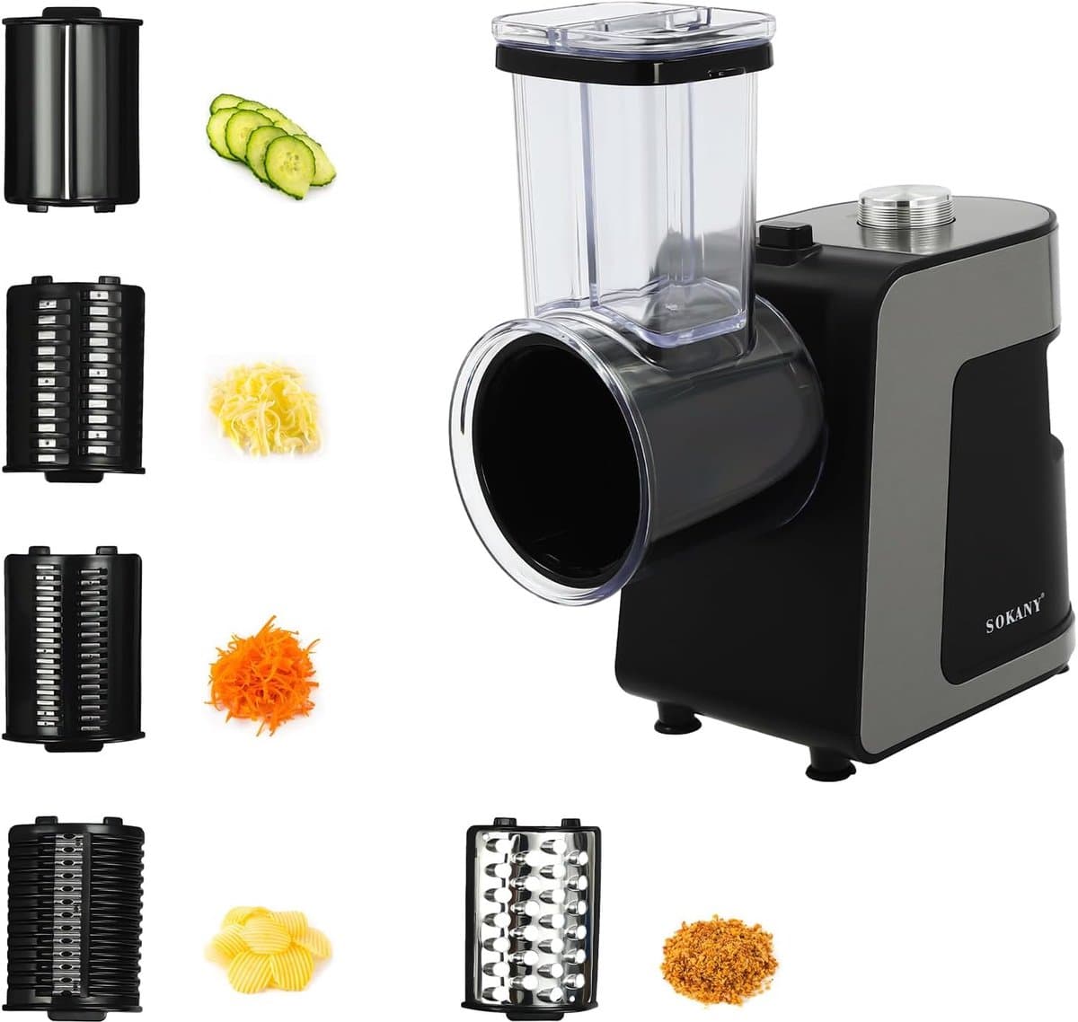 Elektrische Groentesnijder - Keukenmachine Raspen - Snel Groenten Snijden - 1000W Pure Koper Motor - 10 Messen - Zwart — afbeelding 1