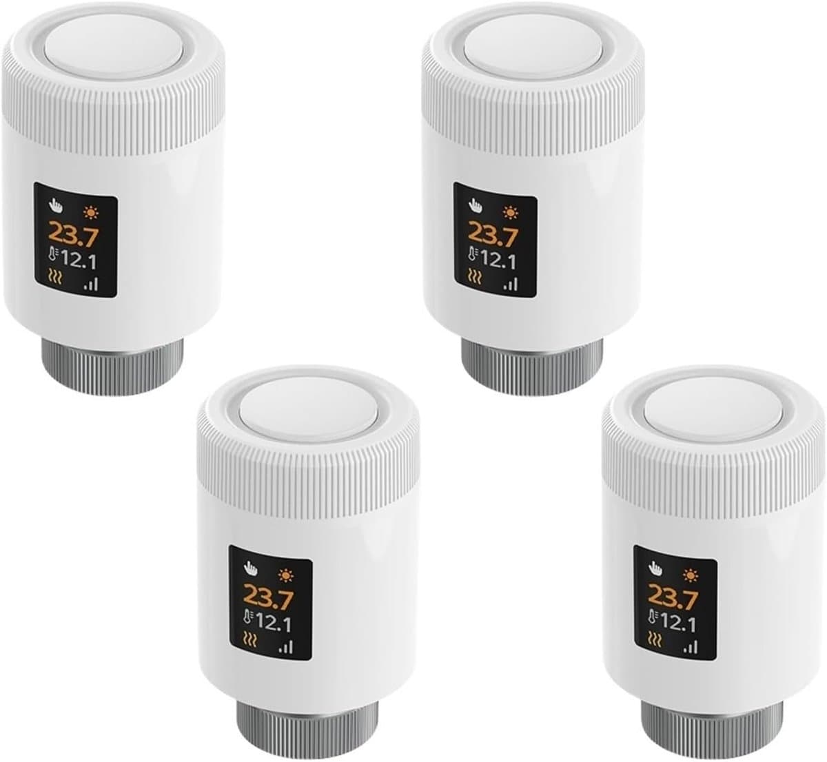 Thermostaat Radiator Actuator - Slimme Kraan - Energie Besparen - App Bediening - 4 Stuks - Wit — afbeelding 1