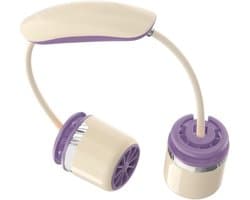 Nekventilator - Draagbare ventilator - Persoonlijke koeling - Dubbele kop - 19.5 x 5.3 x 19.5 cm - Paars