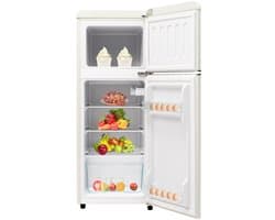 Koelkast 92 liter antiek wit plastic retro dubbeldeks koel vrieskast voor keuken en woonkamer thuis