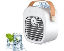 Mini airconditioner - Kleine airconditioner - Oplaadbare persoonlijke luchtkoeler - Mini airconditioner met drie snelheden - Mini watergekoelde luchtkoeler - Stille tafelventilator voor thuis, slaapkamer, op reis, op kantoor, binnen en buiten - Wit