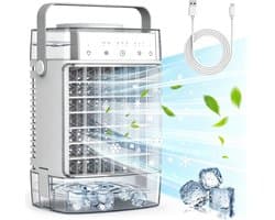 Draagbare airconditioners - verdampingskoeler - mini-airco met afstandsbediening - 4 windsnelheden, timer van 2-4-6 uur, 2 standen - kleurrijk nachtlampje - draagbare airco voor kamer, auto, slaapkamer, kantoor