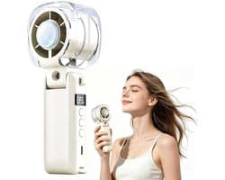 LISM-Handventilator met sproeifunctie en LED-display, stille werking, compact formaat, oplaadbaar, mini-draagbare ventilator, ideaal als zomercadeau.