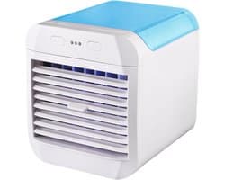 Draagbare airconditioner, USB-voeding, mini draagbare luchtkoeler, raamairconditioner, multifunctionele knopbediening, verkoelend product voor de zomer, 3 ventilatorsnelheden, geschikt voor woonkamer, slaapkamer en camping - blauw