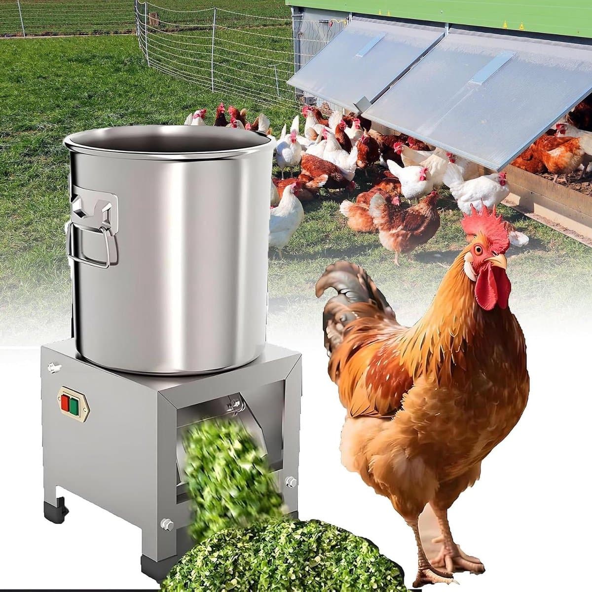 Elektrische Groentehakselaar - Keukenmachine Versnipperaar - Efficiënt Groenten Snijden - Krachtige 1800W Motor - 3500 RPM - Zilver — afbeelding 1