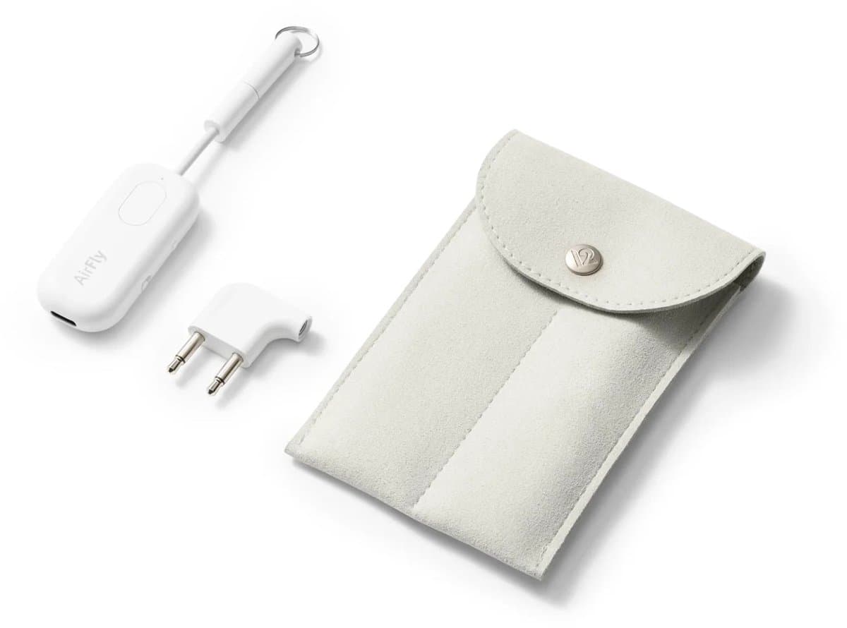 Twelve South AirFly Pro 2 Deluxe – Verbindt Bluetooth-hoofdtelefoon met standaard hoofdtelefoonaansluiting – Maakt gedeeld luisteren mogelijk – Biedt meer dan 25 uur speeltijd - Wit — afbeelding 1