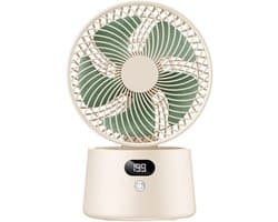 VHV - Ventilator - Tafelventilator - Bureauventilator - 199 Snelheden Draagbare Fan met Digitaal Display - Stille Tafelventilator met 90° Kanteling - Oplaadbare Ventilator voor Kantoor en Kamperen - Beige