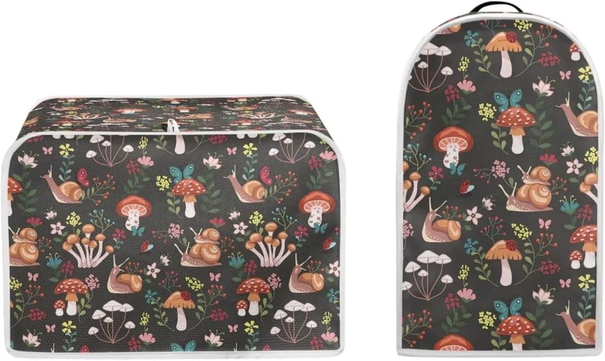 Keukenmachine Hoezen Set - Apparaat Covers Keuken - Keuken Organisatie - Spatwaterdicht Materiaal - Universele Maten - Paddenstoel Snail Print — afbeelding 1