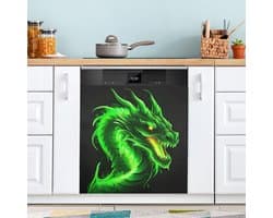 Vaatwasser Magneet Covers - Keuken Decor - Keuken Opfrissen - Eenvoudig Verwijderbaar - 23 x 26 Inch - Groene Vuur Draak