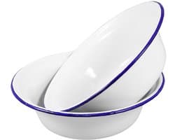 Dailygoods- Soepschalen 2-delig - Emaille - Makkelijk te reinigen - Geschikt voor rijst/pasta/groenten - Duurzaam - Ideaal voor familie/restaurant - Mengkom
