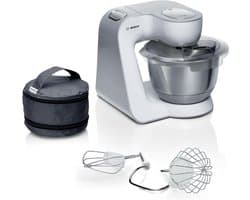 SnelShoppen - Keukenmachine 4 MUM58200, Kneedhaak, Roer- en Garde, Roestvrij Staal, 3D Roersysteem, 3,9L Kom, Wit/Zilver, Ideaal voor Bakken en Koken