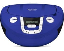 TechniSat VIOLA CD-1 - draagbare stereo cd-speler, boombox met praktische draaggreep (radio voor kinderen, FM-radiotuner, bluetooth-ontvangst, 2 x 1 W RMS-vermogen, net- en batterijvoeding) blauw