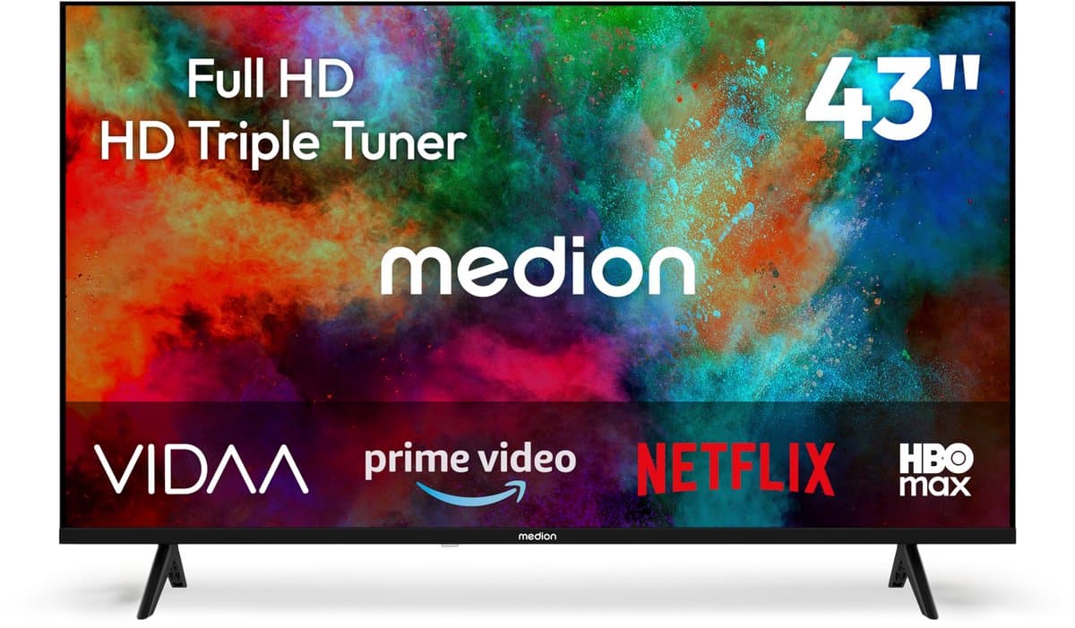 MEDION 108 cm (43 inch) Full HD-televisie (Smart-TV, VIDAA Store, Prime Video, Disney+, DAZN, Paramount+, HbbTV, PVR, HD Triple Tuner, MD 843102) — afbeelding 1