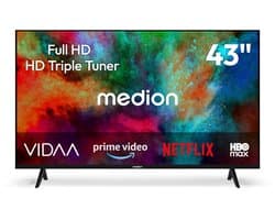MEDION 108 cm (43 inch) Full HD-televisie (Smart-TV, VIDAA Store, Prime Video, Disney+, DAZN, Paramount+, HbbTV, PVR, HD Triple Tuner, MD 843102)