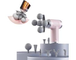 Massagepistool met 5 koppen - Spiermassager - 9 vervangende massagekoppen - Lichaamsmassager - Rugmassager - Compact en draagbaar - Impactmassager voor op reis