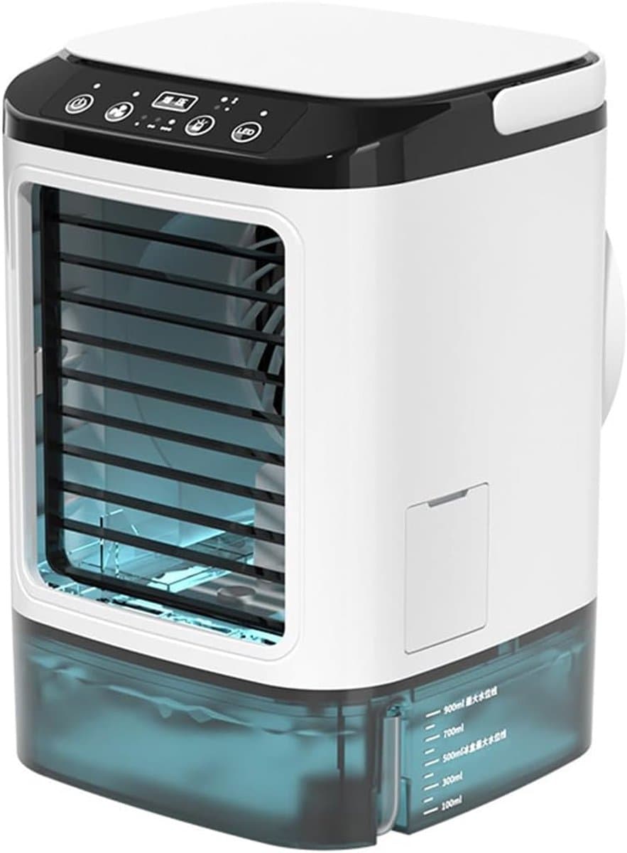 Ulisem - Luchtkoeler - Mini draagbare airco - 3-in-1 ventilator - 3 snelheden - Met mistfunctie - 7 kleuren LED - Stil (<40dB) - USB - Voor thuis en reizen - Wit — afbeelding 1