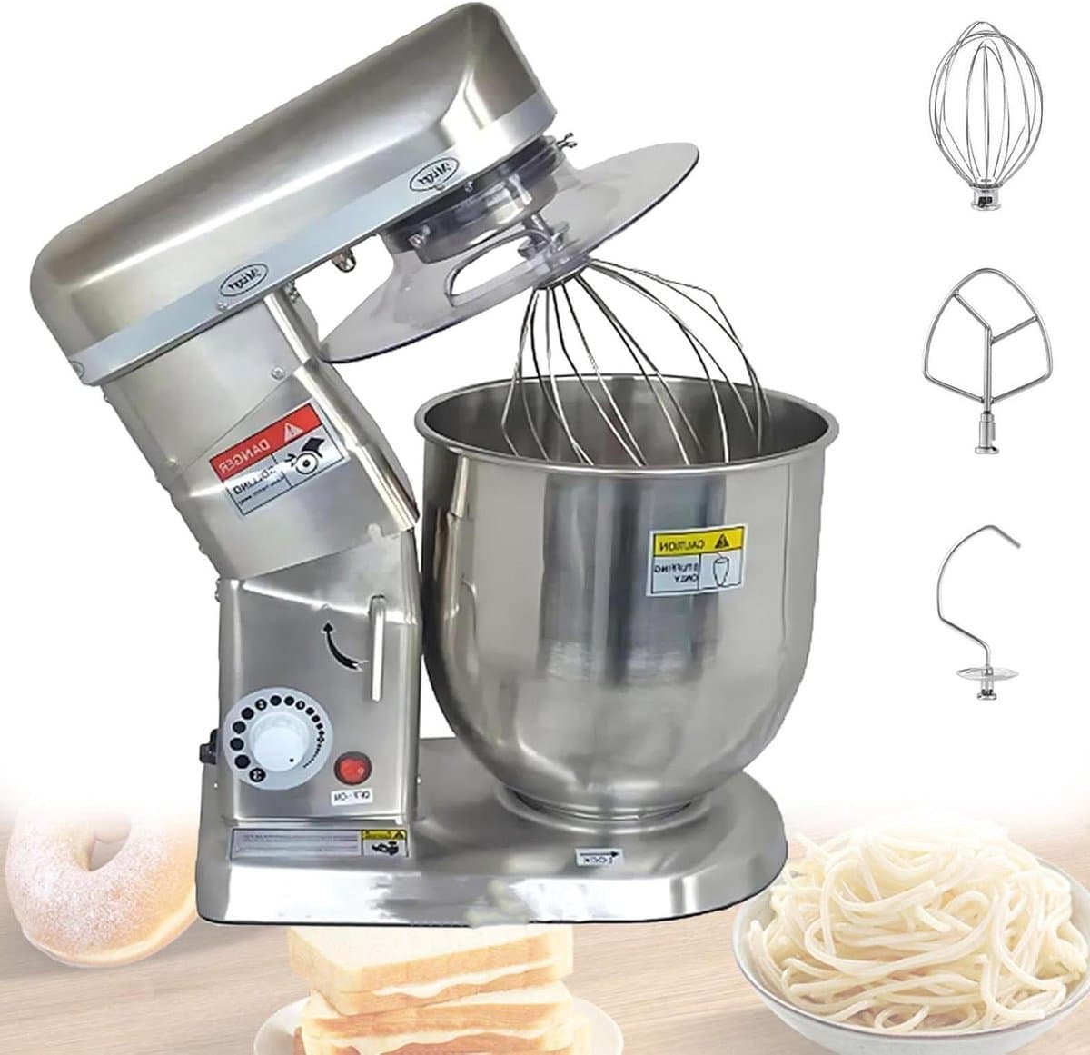 Elektrische Keukenrobot - Keukenmixer Deegmaker - Bakken en Mixen - 3 Snelheden Instelbaar - 5L Kom - Zilver — afbeelding 1