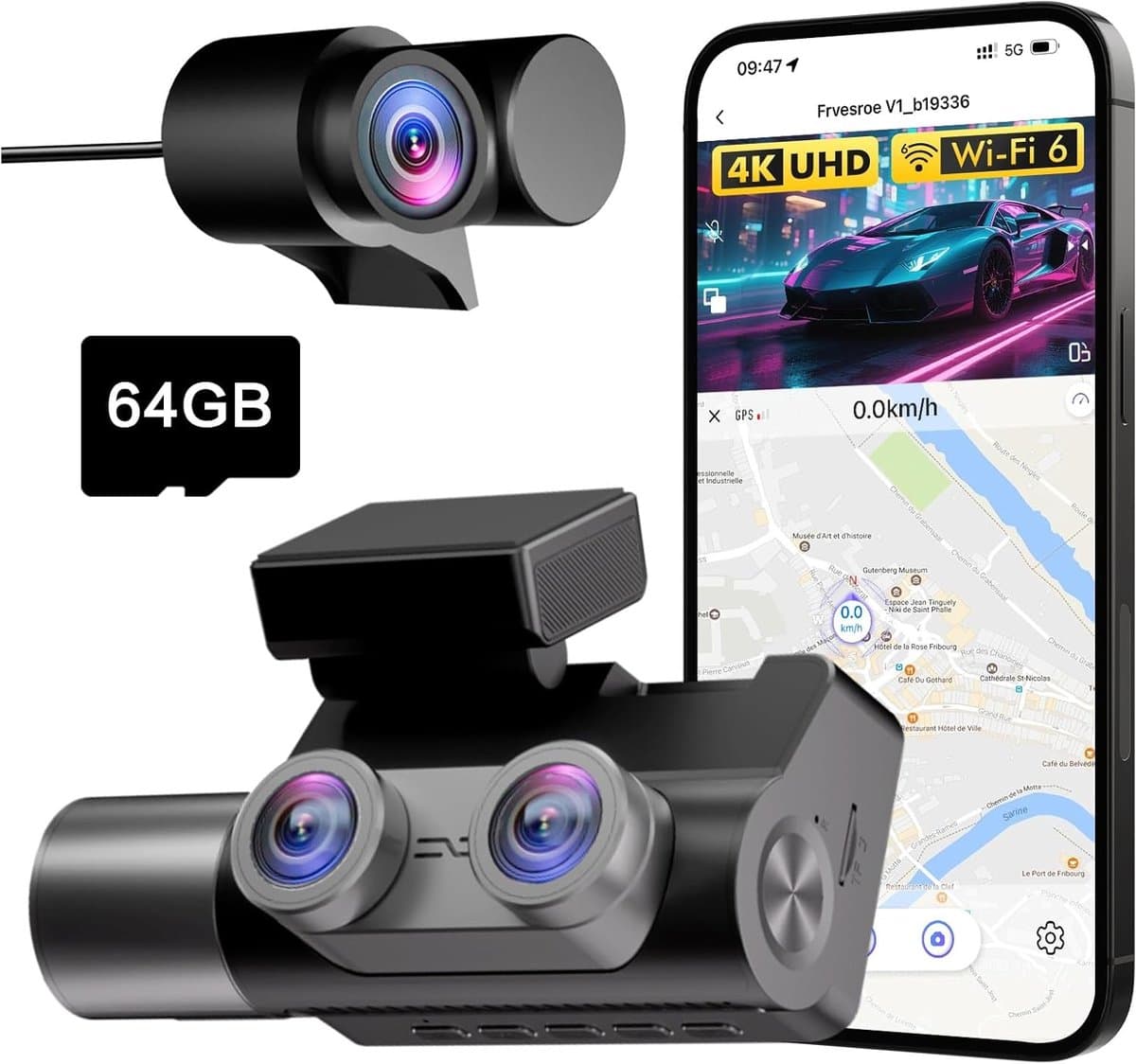 Auto Camera - Rijcamera Set - Veilig Rijden - Drie Kanalen Opname - 64GB Inclusief - Zwart — afbeelding 1