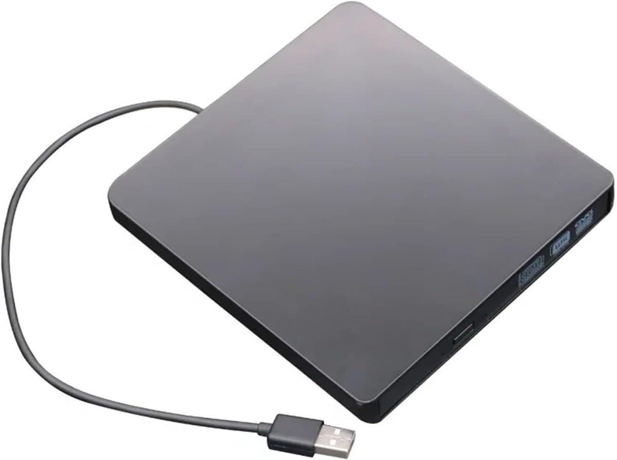 Externe DVD Brander - CD RW Writer - Bestanden Archiveren - Geïntegreerde Kabelopslag - 15.2 cm Lang - Zwart — afbeelding 1