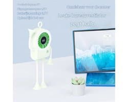longziming -Tafelventilator - Burea ventilator - Draagbare Ventilator - Flexibele Hals - Digitale Batterijindicator - Duurzaam Plastic - 5 Snelheden - Handenvrij Gebruik - 1 Stuk