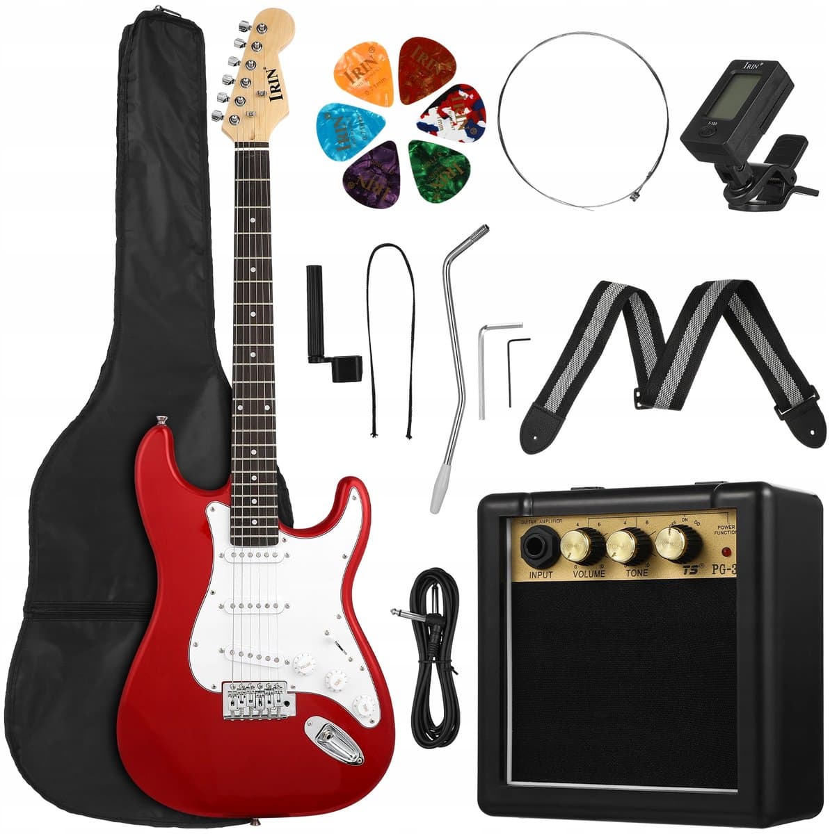 Complete Elektrische Gitaar Set - 39 Inch ST-model met 20 Watt Versterker, HSS Pickups & Accessoires – Perfect voor Beginners, Jongeren & Volwassenen — afbeelding 1