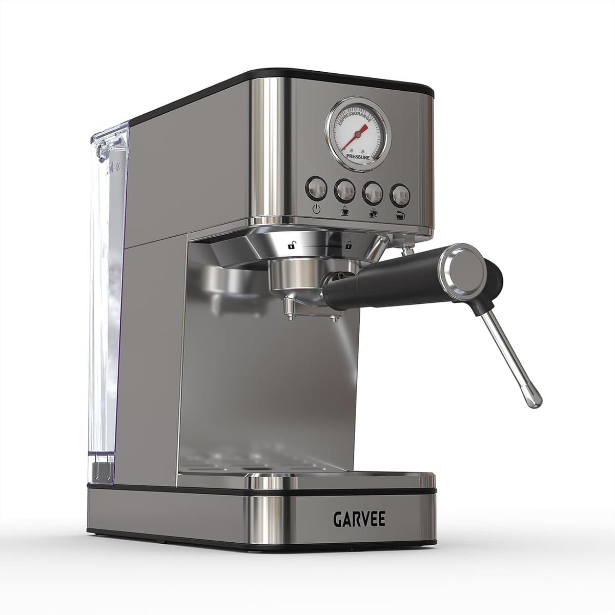 Compacte Pistonmachine met Melkopschuimer - Espressomachine RVS - 20 Bar - 1.7 Liter Wassertank - Snelverwarmend (Thermoblock) — afbeelding 1