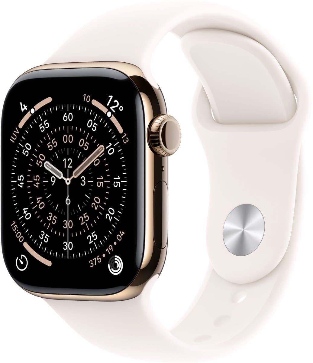 APPLE Watch Series 11 GPS + Cellular - 46mm Titanium Case - Light Blush Sport Band S/M Smartwatch Gold — afbeelding 1